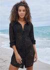 Front View Lace Button Down Cover-Up
