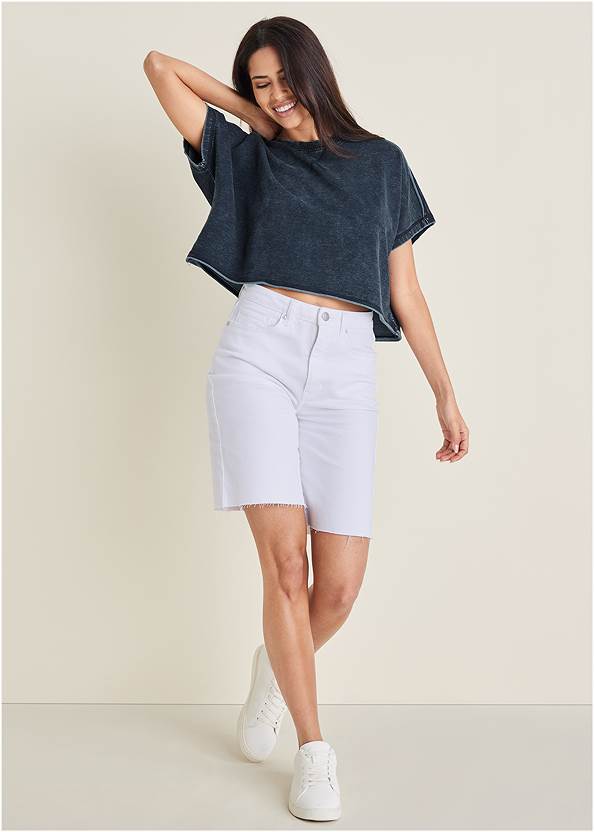 French Terry Relaxed Top,Brooke Denim Bermuda Shorts