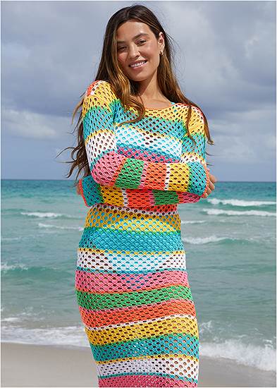 Striped Crochet Maxi Dress From Bikini Bliss By Venus