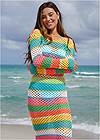 Front View Striped Crochet Maxi Dress From Bikini Bliss By Venus