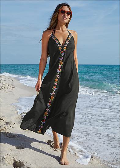 Embroidered Cover-Up Dress