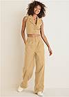 Front View Sleeveless Cropped Suit Set