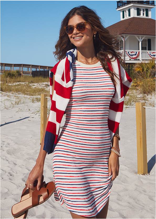 Fit And Flare Mini Dress,Stars And Stripes Sweater