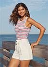 Cropped Front View Racerback Striped Tank