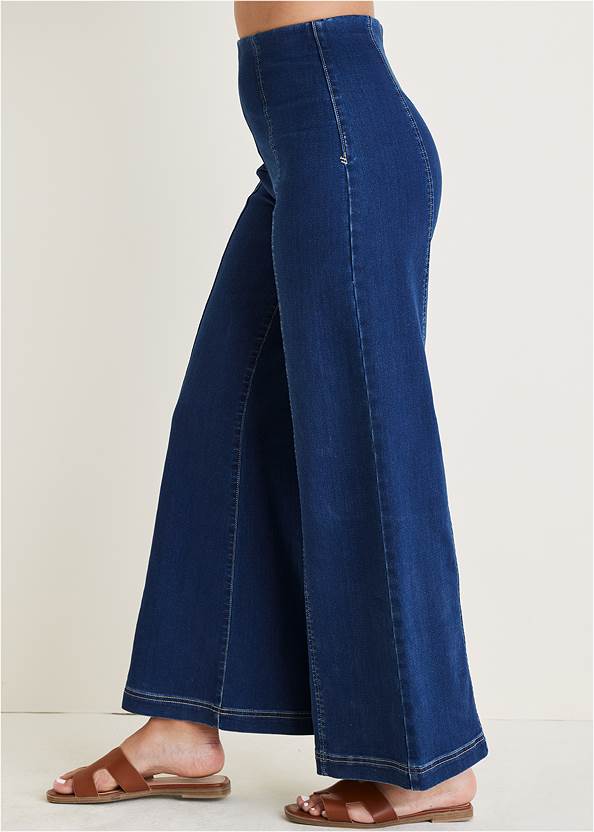 alternate view Pull On Wide Leg Jeans