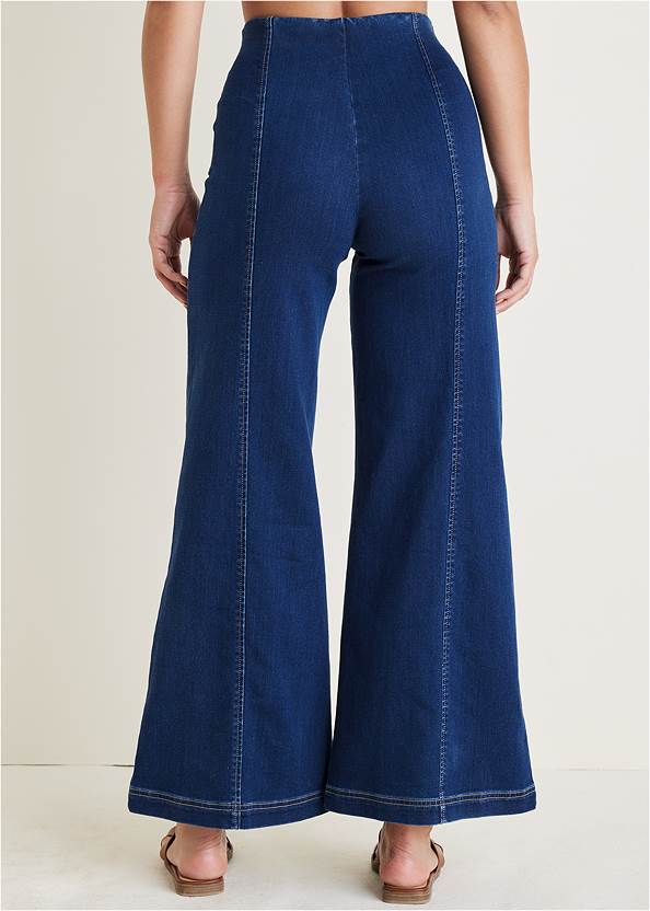 BACK View Pull On Wide Leg Jeans