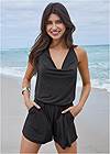Cropped Front View Cowl Neck Cover-Up Romper