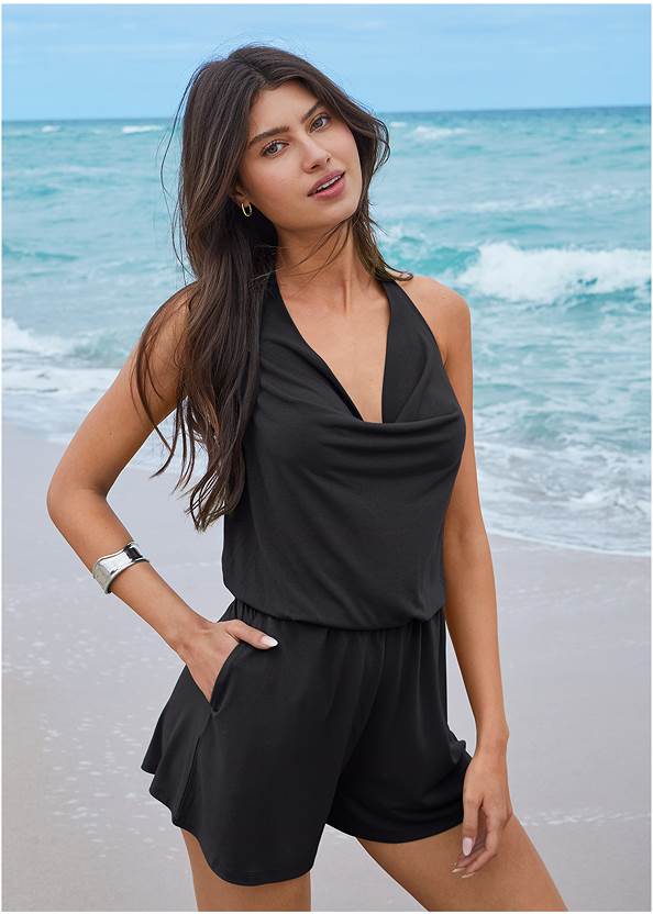 Alternate View Cowl Neck Cover-Up Romper