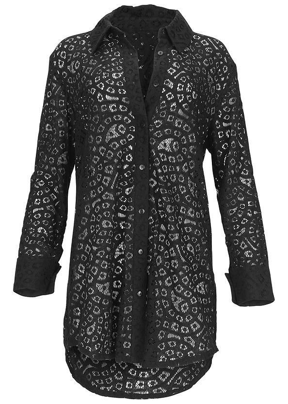 Alternate View Lace Button Down Cover-Up