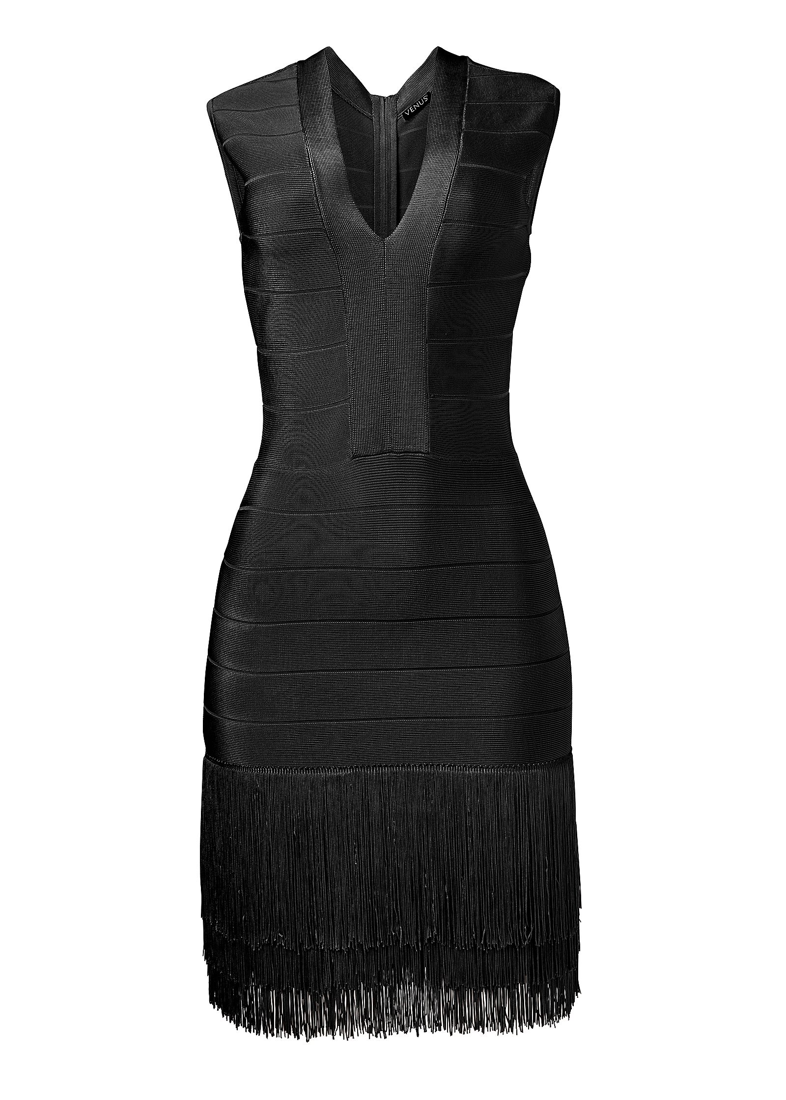 venus black fringe dress